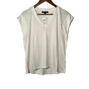 International INC Shirt V-Neck Washed White with Sheen Sleeveless Size Small